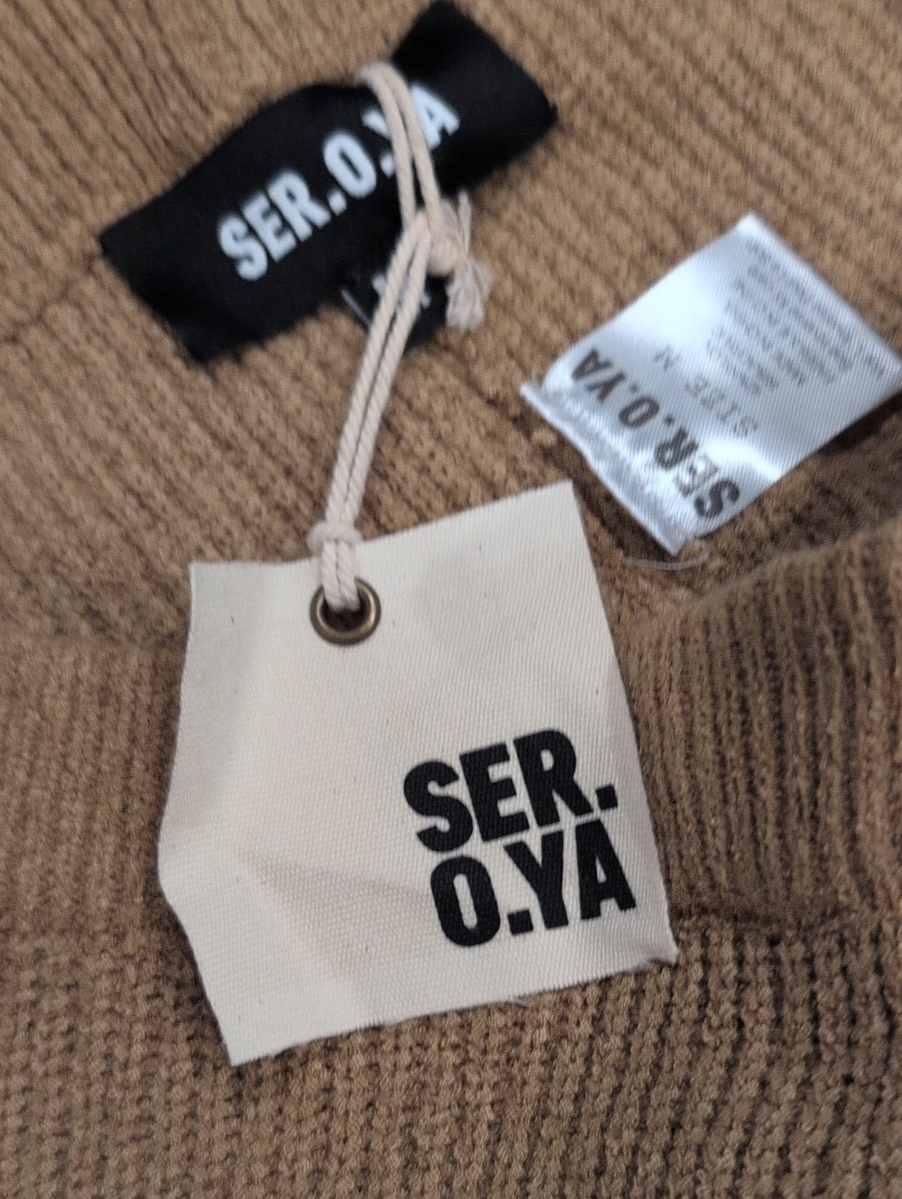 SEROYA Ribbed High-Waist Flare Pants - Camel - Picture 7 of 8